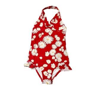 Garnet Hill One Piece Ruffle Halter Swim Suit Size 7